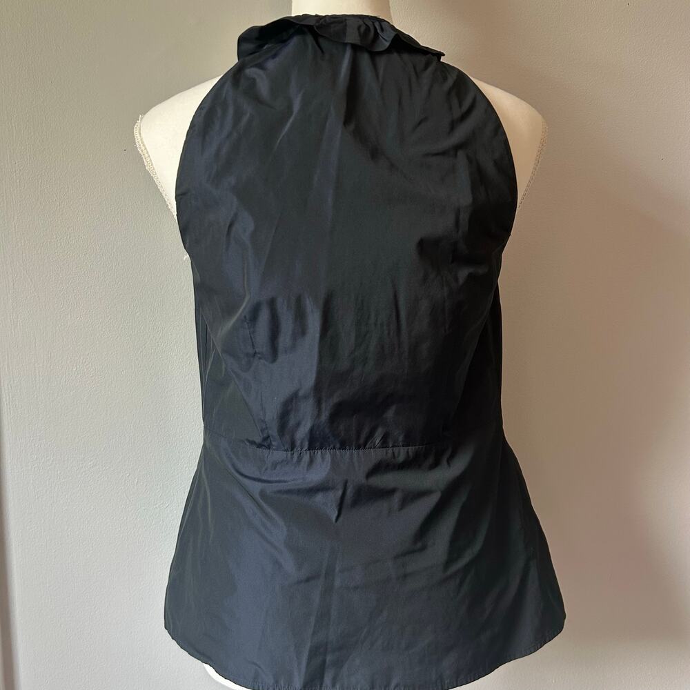 Vince Black and Blue Metallic Peplum Office Career Wear Blouse Size 8 - Picture 3 of 8